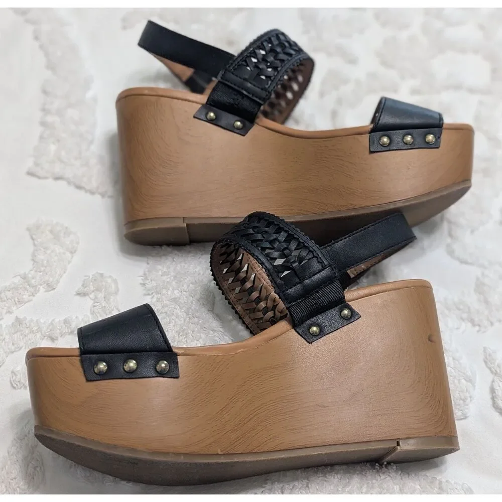 🖤 Tommy Hilfiger Rubena 2 Wedge Platform Sandals – Black – Size 8.5M